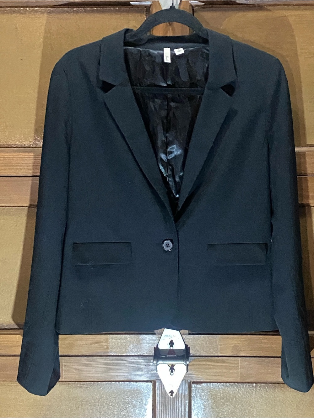 Frenchi Elegant One Button Black Blazer Sz L